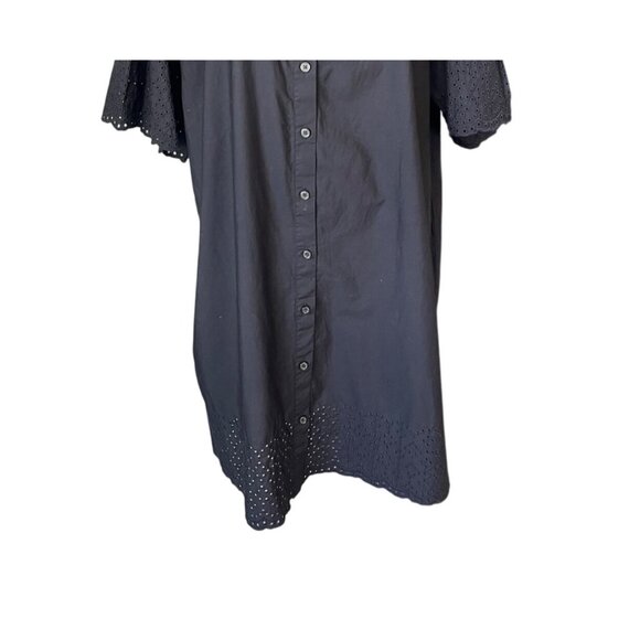 J.Crew SzL Eyelet Long Sleeve Poplin Cotton Poplin Mini Dress Sz L Button Front - Picture 4 of 12